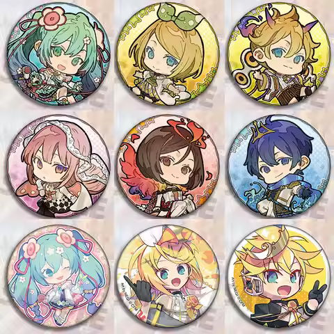 Miku Hatsune Anime Badge Pin Cute Chibi Keychain Pastel Style Vocaloid Cosplay Accessory Kagamine Ri