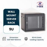 [Free Shelf] Wall Mount Server Rack 9U (53*45*40cm)with Rack cooling Fan, CCTV Recorder, Switch Stan