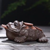Tea Life Lucky Toad Pet Tea Set Tea Playing Toad Three Purple Clay Ornaments Money Accessories Money