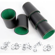 PRZRAO Schocken Set, 5 Dice Cups Leather Material, Including 25 Dice, Dice Set, Dice Set, Knobelbech