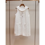 UM5E Sandro Women's Autumn Navy Collar Sleeveless Loose Dress