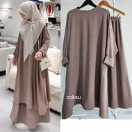 Fatiya Set Abaya Crinkle Airflow premium Abaya Set Hijab