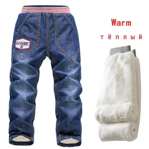 Winter Children Jeans Pants Kids Jeans 2022 Autumn Baby Boys Jeans Trousers Casual Boys 2-7Y Thickin