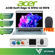 Acer Swift Edge 16 SFE16-42-R1NV Ryzen 7 7735U / R5FB Ryzen 5 7535U Laptop AMD Radeon, 16” 4K OLED, W11