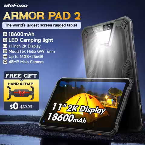 Ulefone Armor Pad 2 Rugged Tablet , 11" 2K , 18600 mAh ,IP68/IP69K Android 13 NFC GPS 4G Tablet Up t