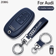 ZOBIG Genuine leather Key Fob Cover for Audi Car Key Case Shell For Fit 2023 Audi A3 A4 A5 A6 A7 A8 S5 Q3 Q5 Q7 TT  Original remote key