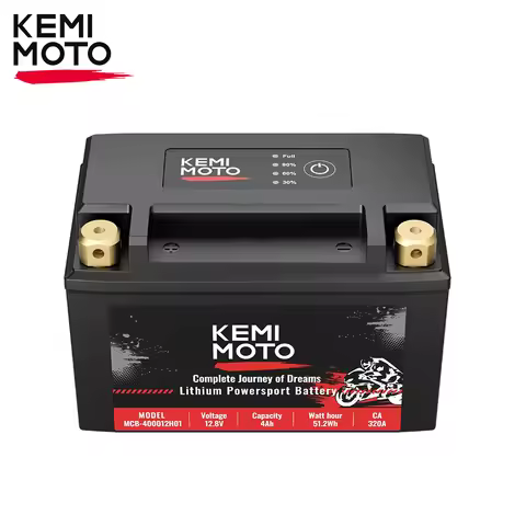 KEMIMOTO Lithium Motorcycle Battery LiFePO4 12V 2.5Ah/4Ah/6Ah Pre-Charged Powersports Battery Univer