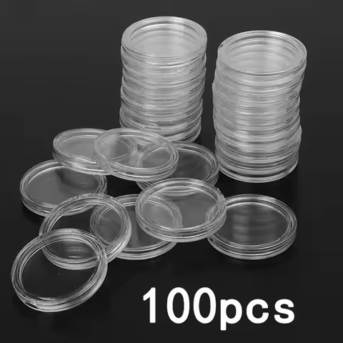 100Pcs 21/22/23/24/26/33 mm Clear Round Coin Capsules Money /Pence Storage Capsule Coin Holder Home 