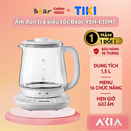 Bình đun nước siêu tốc Bear YSH-D15V7, pha trà dung tích 1.5L, giữ ấm 12 tiếng, menu 16 chức năng - 