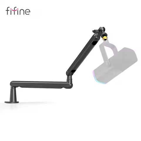 FIFINE Adjustable Low-profile Arm Microphone Stand with Cable Managment/Desk Mount, Suspension Boom 