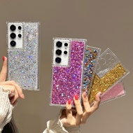 Luxury Bling Glitter Sequins Diamond Frame Clear Silicone Phone Case Compatible For Samsung Galaxy A
