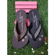 [Lesen Foot House] Made In Taiwan Five Row Full Diamond 3.2cm Anti-Slip Flip-Flops Beautiful Back Sh