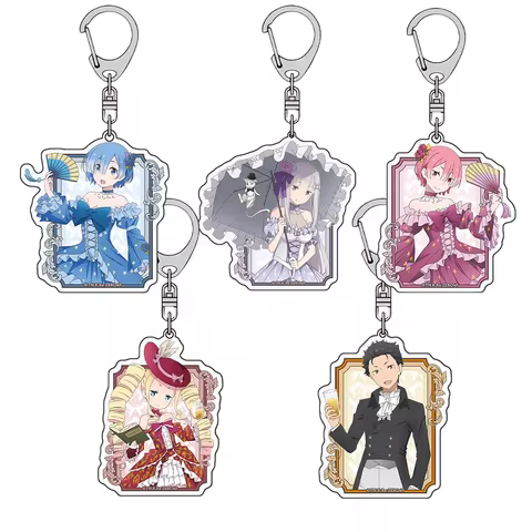 "Re:ZERO -Starting Life in Another World" 6cm Acrylic Keychain- 'Emilia&Subaru Natsuki' Cute Backpac