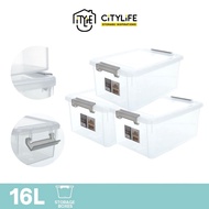 (Bundle of 2) Citylife 7L to 16L Multi-Purpose Stackable Storage Container Box Handheld Storage Box PP Plastic - Large Capacity - With Cover