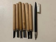(二手福利品)6件式木工雕刻刀組(木刻 木雕 木工 雕刻刀 雕刻筆)，現貨，多款實圖詳述供參