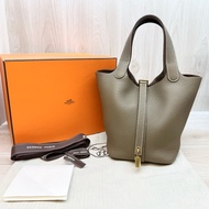 Hermes 🩶18大象灰TC皮Picotin18/W刻