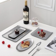 Retro American 304 Stainless Steel Plate Square Plate ins Oval Plate Commercial Barbecue Hot Pot Sha