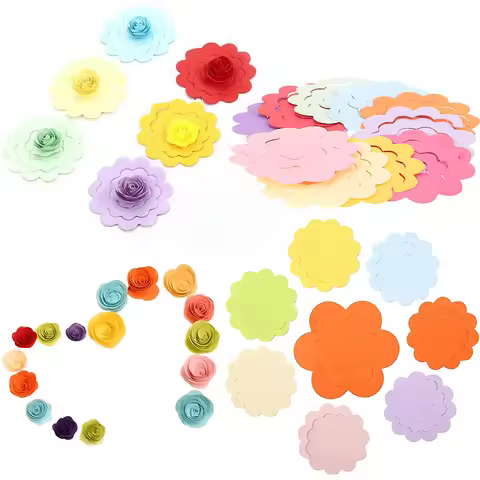 20/40PCS Mixed Size Rose Flower Quilling Paper Strips Colorful Paper Quilling Kit for Scrapbooking H