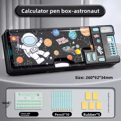 Student Plastic Stationery Box Cute Cartoon Children's Calculator Multifunctional Pencil Case Large 