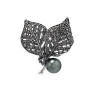 High-end Retro Hollow Leaf Leaves Brooch shine Rhinestone  Pearl Leaf Brooch Fashion Accessories