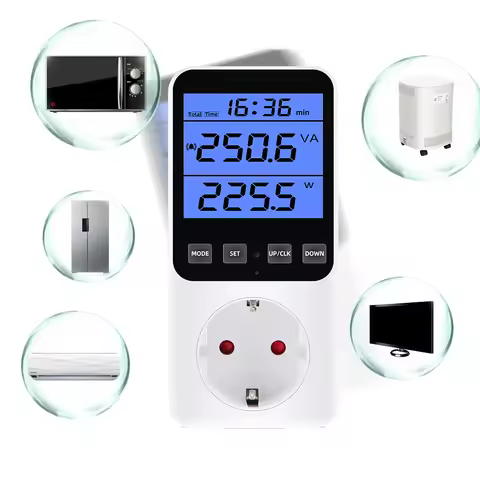 AC Power Meter Socket 220V Digital LCD Wattmeter Voltmeter Consumption Watt Energy Meter Kwh And Cos