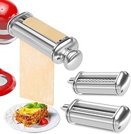 Pasta Maker for Kitchen aid Accessories and Attachments, 3-Pieces Pasta Attachments for Kitchenaid Mixers, Noodle Maker Dough Sheet Roller and Fettuccine, Spaghetti Cutter Set (Stainless Steel)