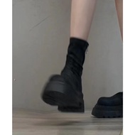 Martin Black รองเท้าบูทสั้นสําหรับผู้หญิงฤดูใบไม้ผลิฤดูใบไม้ร่วงพร้อมรองเท้าบูทกระชับสัดส่วนหนาพร้อม