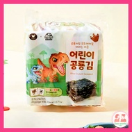 [MANJEON GIM] Dino Seaweed Snacks for Kids 2g x 10 Packs + Dinosaur Sticker | Crispy Korean Laver, H