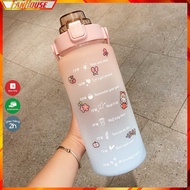 Bình đựng nước 2L dễ thương chia vạch báo giờ nhắc uống nước Fan House tặng Sticker bình nước 2lit c