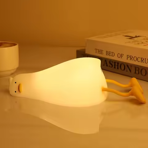 Cute Duck Night Light, 3 Brightness Levels & 30-Min Timer, Soft Silicone Phone Holder, Safe Gift for