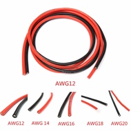 1meter Black +1meter Red Silicon Wire 12AWG 14AWG 16AWG 18AWG 20AWG 22AWG 24AWG Heatproof Soft Silic
