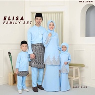 SET FAMILY ELISA WARNA BABY BLUE | BAJU RAYA 2022 | SET IBU ANAK SEDONDON