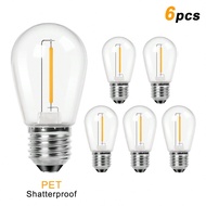 6PCS S14 Plastic Led Light Bulbs 1W 2W 220V Shatterproof Waterproof E27 Medium Base Vintage String L