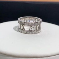Ring Tiffany蒂芙尼 寬版羅馬數字鑲鑽戒指49號
