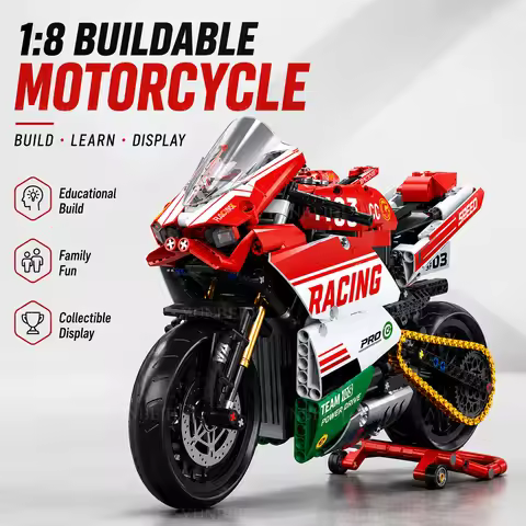 1:8 Building Block Motorcycle, Supermotorcycle Model, Tech Motorcycle Set, DIY Children's Toys, Adul