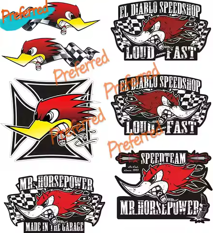 7x Hot Rod Stickers, Width Approx. 6.5 Cm Each Vintage Racing Tuning Old School Retro Look Racing La