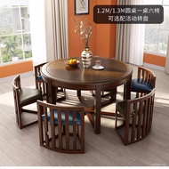 【TikTok】#American Style Dining Table Marble Chair Dining Table Combination Solid Wood Household Small Apartment Turntabl