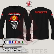 FIREFIGHTER FLAME SKULL INDONESIA LONG SLEEVE T-Shirt | Firefighter T-Shirt - HADES Tees