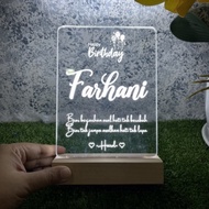 NAME WISHES ENGRAVE PLATE PLAQUE WITH LED LAMP - PLAT UKIR - BIRTHDAY - ANNIVERSARY - SURPRISE