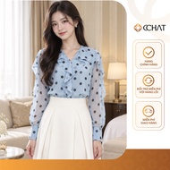 Women's Blouse CCHAT Straight Pilka Dot Chiffon Blouse 26FDH6189ST