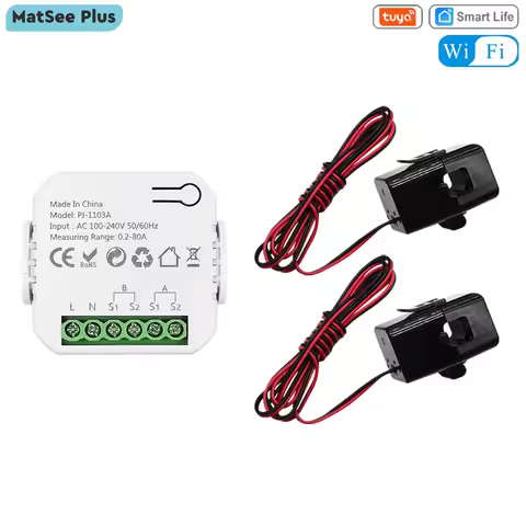 Tuya Smart Life WiFi Energy Monitor Bidirectional 1/2 Channel with CT Clamp App Monitor Export and I