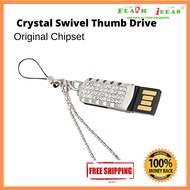 USB2.0 32GB/64GB Crystal Swivel Thumb Drive Pen Drive Flash Drive with Keychain