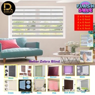 Curtain Privacy Zebra Roller Blind Modern / Tirai Bidai Modern  Colour Black White Grey Blackout Green Purple All Size
