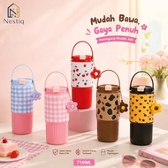 Insulated Water Bottle 710Ml 316 Stainless Steel Flip Straw Tumbler Leakproof Portable Handle