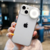 [Kes Telefon iPhone Lampu LED Ring]Clear LED Ring Flash Beauty Case for iPhone 12-17 Protective Self