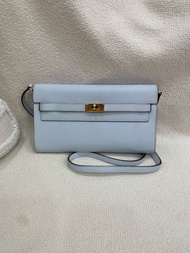 Hermès Kelly To Go Epsom Wallet Blue Gold Hardware