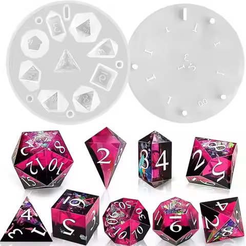 DIY DND Sharp Edge Dice Silicone Mold for 9 Pieces Resin Dice Mold
