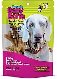 Fido Dental Care Belly Bones for Dogs, Yogurt Flavor - 8 Medium Treats - Safely Digestible Chew That