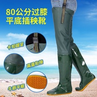Men Women Soft-Soled Waterfield Socks Ultra-High Over-the-Knee Field Shoes Long Tube Rain Boots Fish Catching Farmland Ra