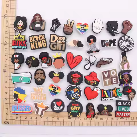 1Pcs PVC Black Lives Matter Blessed Heart Money Woman Charms Buckle Clog Love Is Love Shoe Decoratio